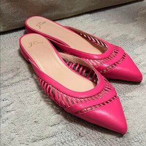 J. Crew Women's Vibrant Pink cage flats